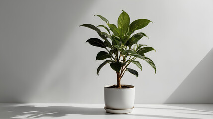 Minimalist Potted Plant Close-up against white background