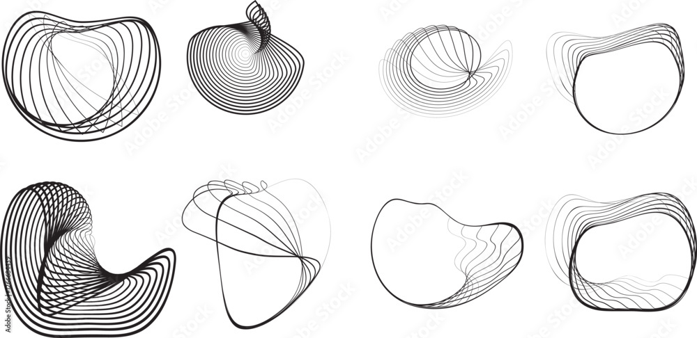 Poster lines in irregular form . rotate rounded shape vector illustration .rotating shapes form a ring.rota