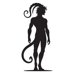 Classic Satyr silhouette evoking the magic of ancient times - Satyr illustration - Satyr vector - mythical creature silhouette
