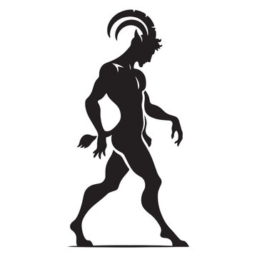 Unique Satyr silhouette designed for artistic fantasy creations - Satyr illustration - Satyr vector - mythical creature silhouette
