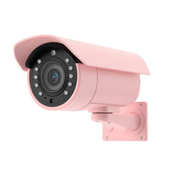 Isolated Pink CCTV Security Camera for Vandalism Protection