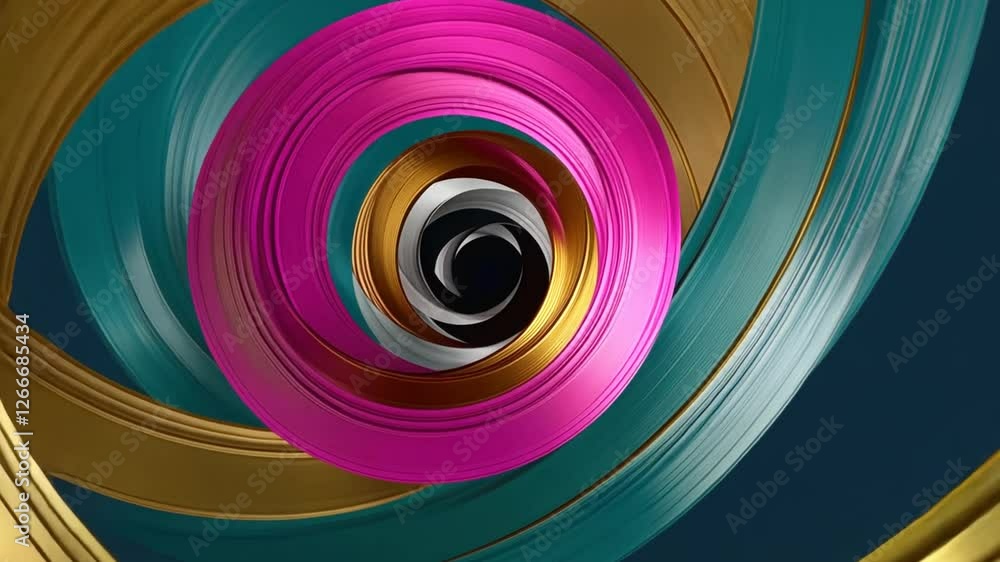 Aufkleber abstract metallic circles rotating in a swirling pattern animation