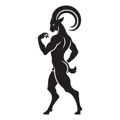 Mysterious Satyr silhouette standing as a guardian of the woods - Satyr illustration - Satyr vector - mythical creature silhouette
