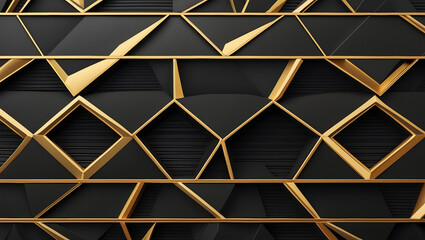 Black and Gold Geometric Lines Forming a Pattern with a Luxurious and Elegant Design