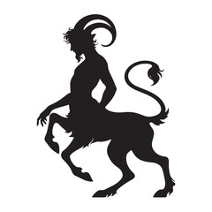 Artistic Faun silhouette embodying the harmony of the wild - Faun illustration - Faun vector - mythical creature silhouette
