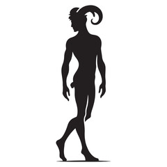 Mythical Faun silhouette created for enchanted designs - Faun illustration - Faun vector - mythical creature silhouette
