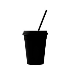 Isolated Black Drink Cup with Straw