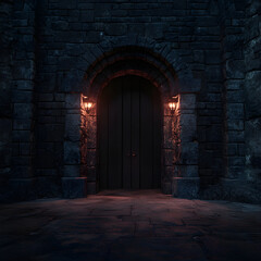 Obraz premium a dark ominous gateway, stone walls, Cinematic lighting