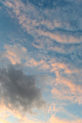 Beautiful layer of clouds on sunset sky.
