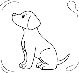 Adorable Puppy Outline Drawing, Simple Pet Illustration, Cute Canine