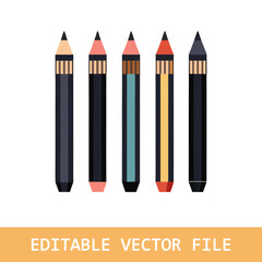 Row of pencils set vector illustration