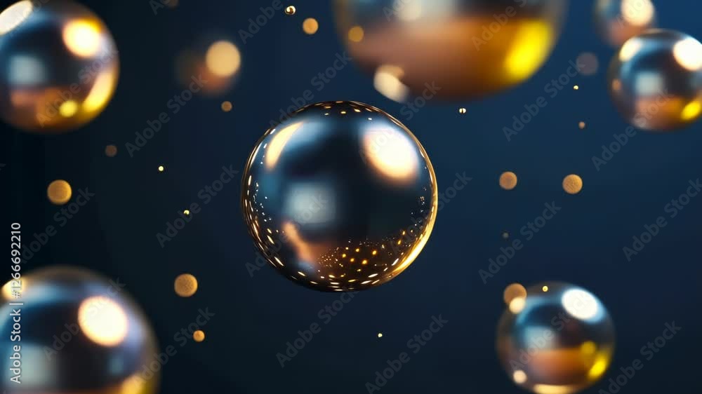 Poster explore the mesmerizing dance of glowing orbs in an enchanting cosmic backdrop at twilight. generati