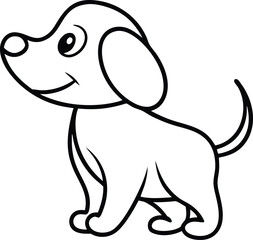 Obraz premium Adorable Cartoon Puppy Outline, Simple Line Drawing, Pet Illustration