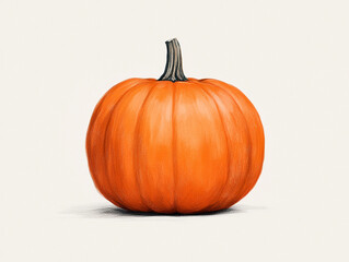 Obraz premium Realistic pumpkin illustration with soft beige background.