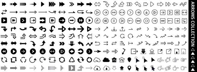 矢印のアイコンセット（やじるし　モノクロ　黒　ヤジルシ）