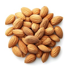 Fototapeta premium Almond nuts isolated on white background. Top view. Flat lay.