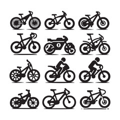 Obraz premium Set of silhouette bike icon vector on white background