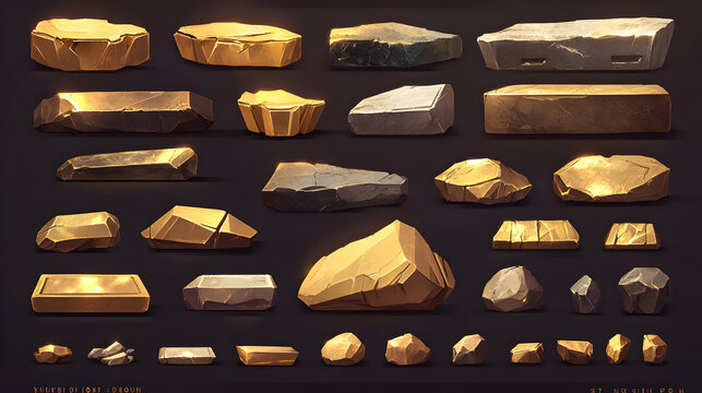 Digital collection of various rocks and stones