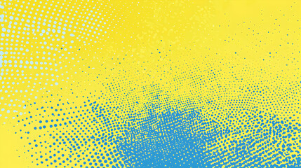 Abstract Dotted Background with Halftone Pattern in Yellow and Blue Tones