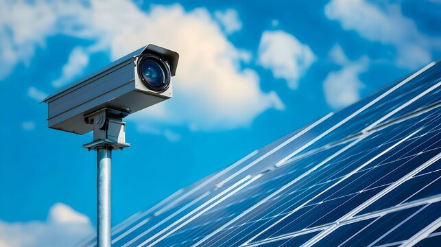 security camera and solar panels