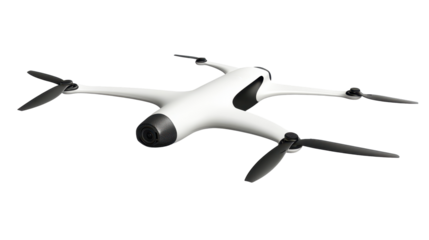 Isolated Sleek White Drone with Four Propellers