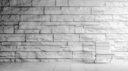 Fototapeta premium Minimalist Interior Design with White Stone Wall and Chair Setup