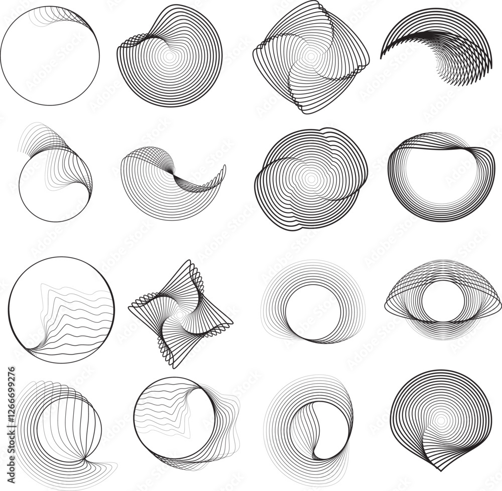 Poster lines in circle form . rotate rounded shape vector illustration .rotating circles form a ring.rotati