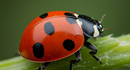 Obraz premium ladybug on green leaf