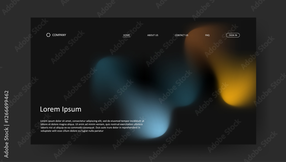 Poster abstract wave futuristic retro design of landing page. fluid gradient dark concept website design