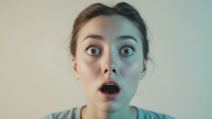 Surprised expression with soft gradient backdrop.