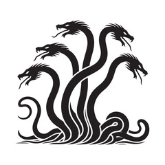 Ancient Hydra silhouette symbolizing chaos and regeneration - Hydra illustration - Hydra vector - mythical creature silhouette
