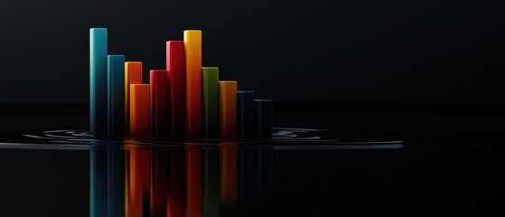 Obraz premium Colorful bar graph sinking into dark water