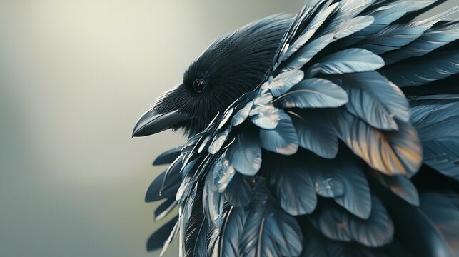 Raven Feathers: Close Up - Powered by Adobe