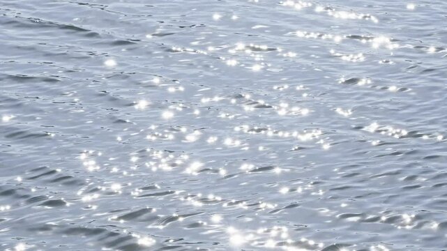 many shiny reflections of the sun in the water. the ocean with small ripples on a sunny day.