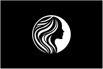 Elegant Minimalist Woman Silhouette Logo for Premium Hair Salon