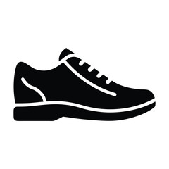Simple shoe silhouette vector icon in black and white. Sports, casual, and fashion footwear illustration for design and branding.