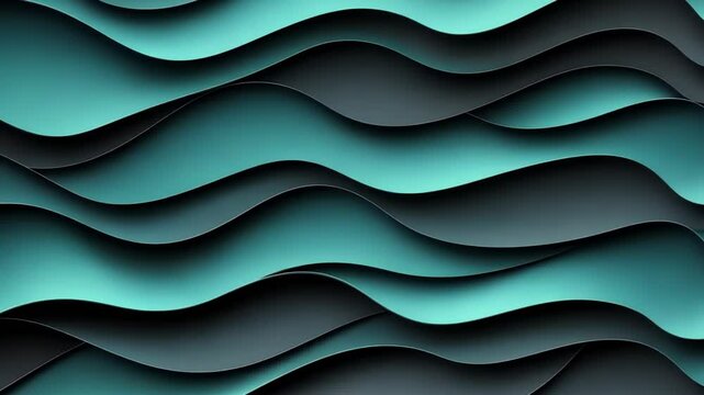 Sculptural waves of textured teal and black fabric create a mesmerizing visual delight in this innovative design approach. Generative AI
