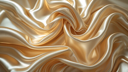Obraz premium Golden Silk Fabric Waves Flowing Smoothly with Luxurious Texture and Elegant Shine