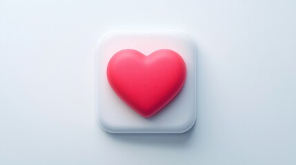 Fototapeta premium Red heart icon on white square button.