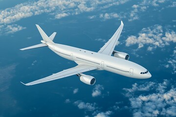 Obraz premium A passenger plane flying in the blue sea.