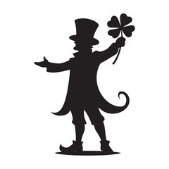 Naklejka premium Elusive Leprechaun silhouette symbolizing luck and legend - Leprechaun illustration - Leprechaun vector - mythical creature silhouette 