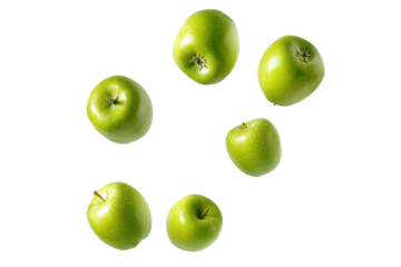 Fresh Green Apples Arranged Artistically with Transparent Background for Culinary Presentation