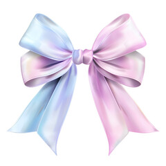 A realistic pastel-colored bow clipart with soft and delicate tones like blush pink, baby blue, and lavender. High-resolution design with bright, gentle colors, no shadows, and a clean white.