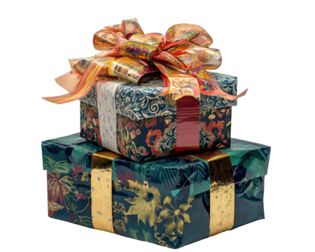Isolated Stack of Ornate Gift Boxes