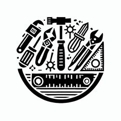 Fototapeta premium illustration, vector, image, art, art image, wallpaper, workshop, logo workshop, logo, icon, black and white