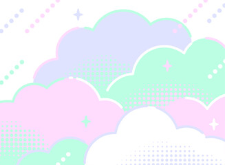 パステルカラーでポップなふわふわの雲の可愛い背景