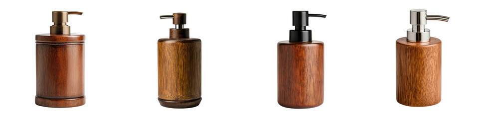 Obraz premium Wooden Bathroom Dispensers and Organizers for Modern and Minimalist Home Decor Eco friendly Sustainable and Stylish Accessories for a Spa like Bathroom Experience