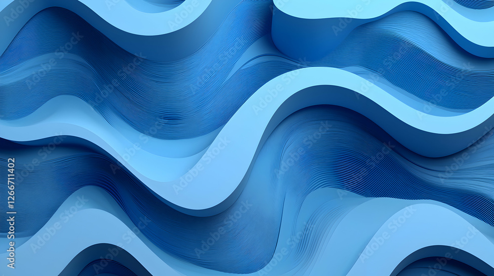 Aufkleber abstract blue waves background with dynamic flowing lines and subtle textures