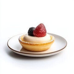 Deliciously Crafted Dessert Topped with Fresh Juicy Strawberry Decorated with Cream on a Elegant Plate for a Tempting Culinary Experience