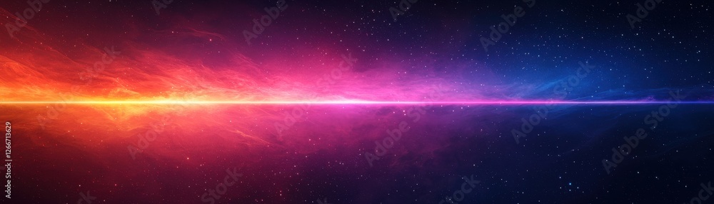 Poster vibrant cosmic spectrum with colorful nebula clouds and starry background in deep space imagery